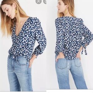 Madewell Tie Sleeve Button Down Top in French Floral Small
